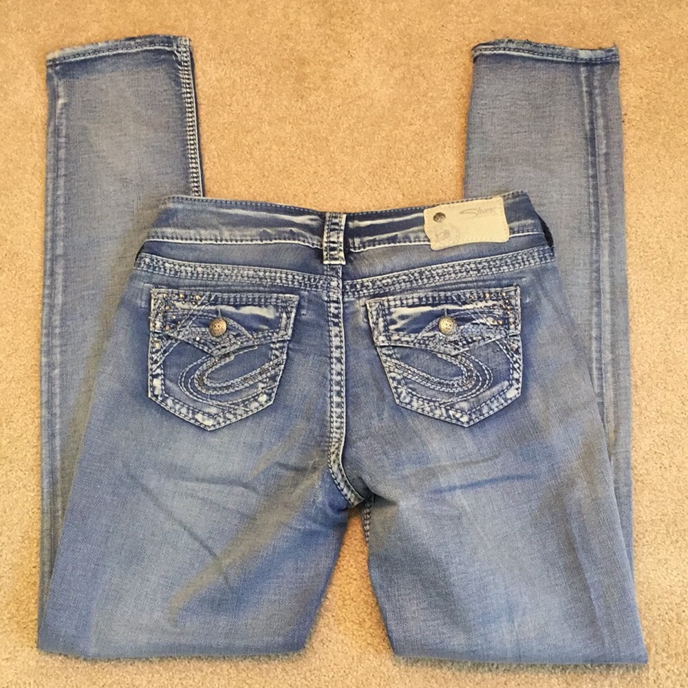 Silver Jeans Suki Flap Skinny 26/31 BLING! EUC